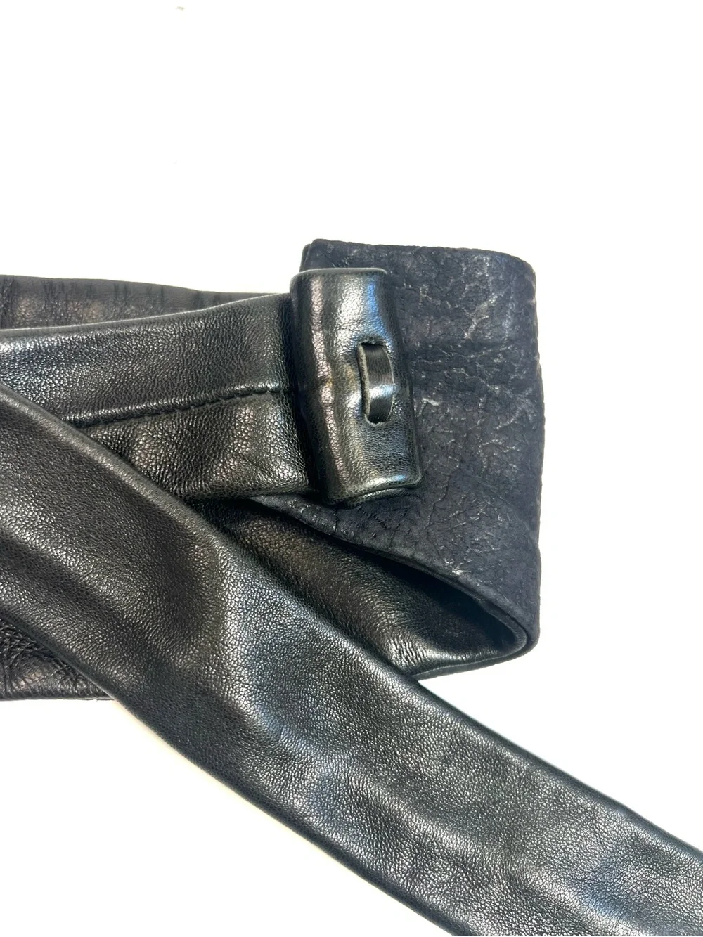Vintage Il Bisonte Leather Tie Belt Black